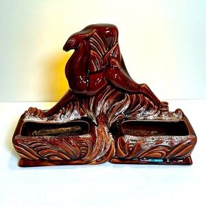 Ceramic Deer TV Console Lamp Vintage 1950s Planter 14" Brown‎ Pottery Electric